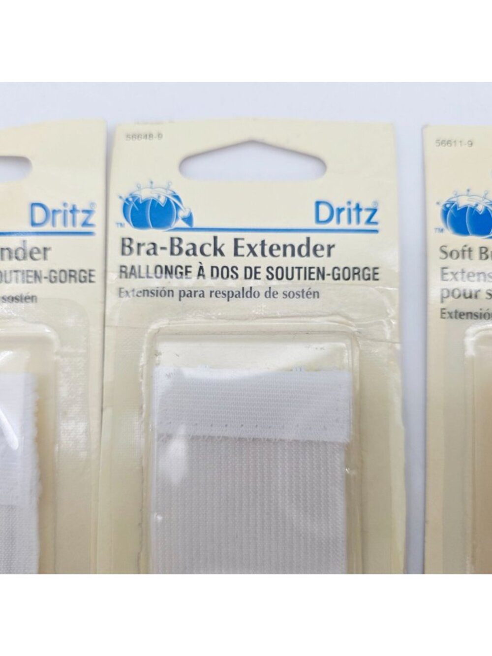 Dritz Bra-Back Extenders White 1.5 In & 1.25 In Soft Comfort Pack Of 3 - Picture 3 of 7
